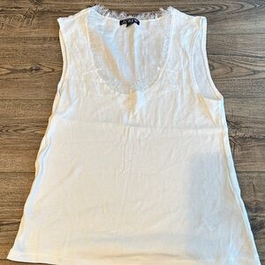 J. Crew Fine Rib White Lace-Trim Sleeveless Camisole XL